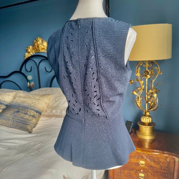 Navy Blue Peplum Sleeveless Banana Republic Top - Picture 4 of 8